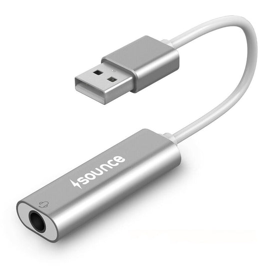 Sounce USB to 3.5mm Female Adapter, USB Headphone Audio Jack External Stereo Sound Cable Cord Splitter for MacBook, Laptop, Linux, PS4, Headset - Grey