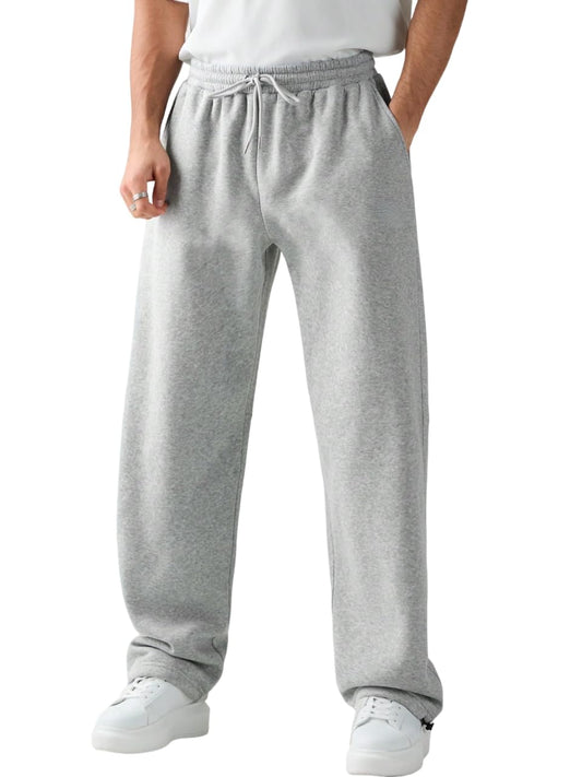 dockstreet Mens High Rise Baggy Fit Jogger/Sweatpants .|| Open Bottom || Stretchable || Drawstringbotm3003Egrey||Openbotm||32