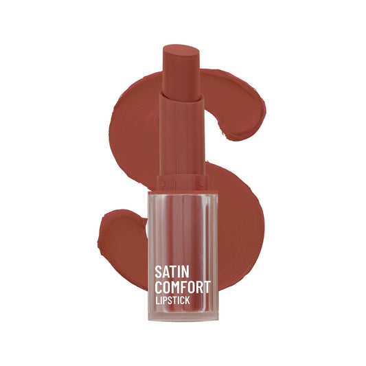 Swiss Beauty Satin Comfort Lipstick | Ultra-Hydrating | Highly Pigmented | Smooth Glide | Satin Matte Finish | One-Swipe Application | Shade- 3 Roasted Brown, 3gm