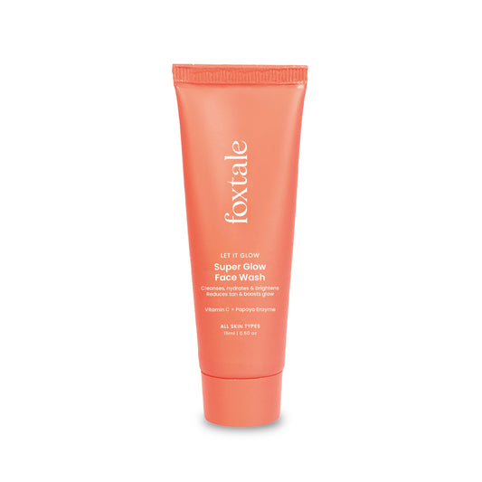 Foxtale Vitamin C Super Glow Face Wash with Papaya enzyme | Reduces Tan | Boosts Glow | Gently Exfoliates & Brightens Skin | Reduces Pigmentation | Face Wash for Men & Women- 15ml