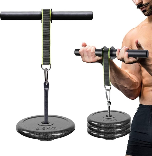 ALLYSON FITNESS Forearm Blaster Wrist Roller - Forearm Workout Equipment With Soft Foam Grip Handles - Fit 1 Inch Weight Plates -(Without Weight), Black
