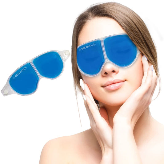 BoldHealth Eye Mask with Cooling Gel for Dark Circles, Dry Eyes, Cooling Eyes, Pain Relief, Redness, Eye Patches Eye Cooling Gel Pad Stretchable for Eye Relaxing for Women and Men Eye Mask Gel-(Blue)