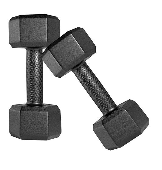 Amazon Brand - Symactive Pvc 10 Kg Fixed Dumbbells Set For Full Body Workout (Set Of 2, 5 Kg) Black