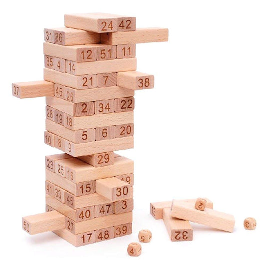Toy Imagine Wooden Tumbling Tower Game – Indoor Stacking Puzzle Blocks for Kids, Adults & Families – Fun Balancing Toy for Boys & Girls of All Ages – Party Game & Brain Teaser