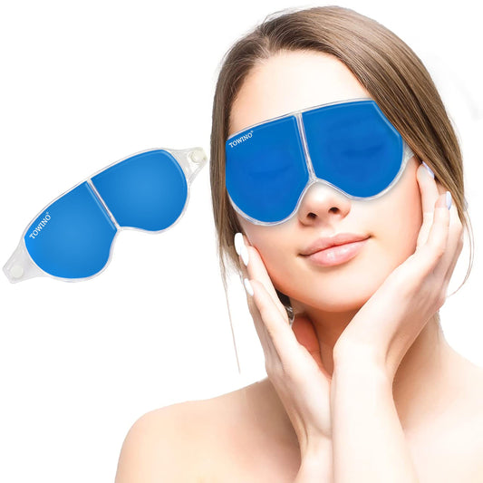 TOWINO® Cooling Eye Gel Mask for Dark Circles, Dry eyes,Pain Relief, Redness,Eye Patches Cooling Gel Pads For Women & Men- Blue
