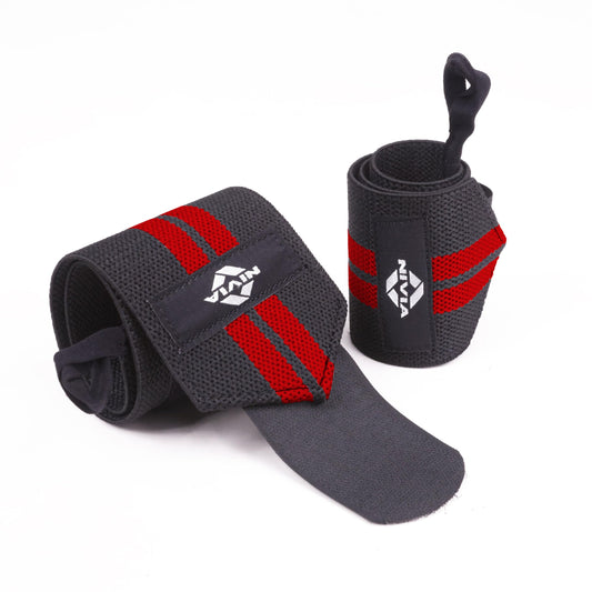 Nivia Wrist Support with Thumb Loop - Light (Pair) For Men & Women, Wrist Wraps & Stabilizers, For Stability & Joint Support & Black/Red Color, Used for All kind of impact Sports