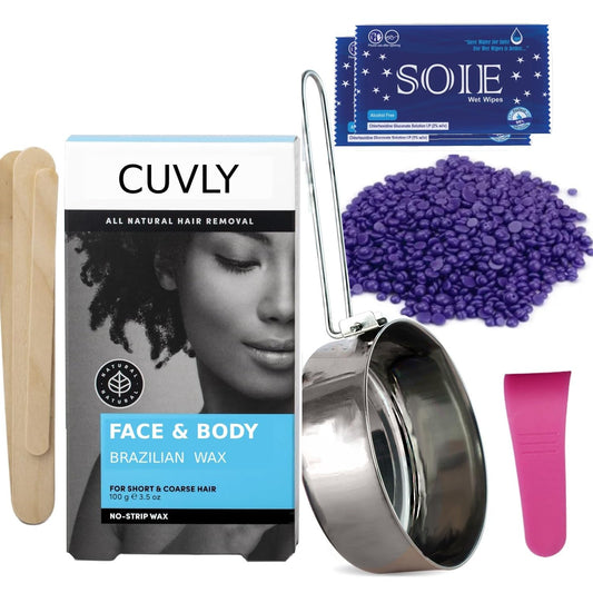 CUVLY Brazilian Stripless Painless Hair Removal Wax For Men & Women| Quick & Easy Tan Removal Waxing For Face, Armpit & Bikini Areas Wax Beans 100gm, Wax For Women (Wax, Waxing Combo)