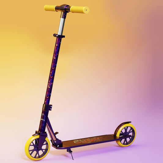 Lifelong Foldable Kick Scooter for Kids 5+ Years | Aluminum Body, 4-Level Adjustable Handlebar | 120kg Capacity | Baby Scooter for Boys & Girls | Outdoor Toy, Ride-on Fun | Purple & Yellow