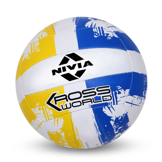 NIVIA Kross World Volleyball, Training Ball, 18 Panels, Rubber Machine Stitched with Smooth Surface Matt, Latex Bladder, Training Ball Standard, to Play on Outdoor Surfaces