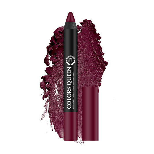 Colors Queen Color It All Long Lasting Crayon Lipstick | Up to 18 Hours Stay | Creamy Matte Finish | Waterproof & Light Weight| Smudge Proof & Non-Transferable |Lipstick for Women (Murphy Wine,3.5g)